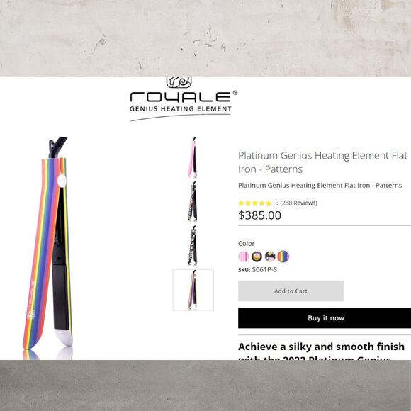Royale Genius Heating Element Flat Iron Luxury Ceramic RAINBOW NEW - Picture 2 of 7